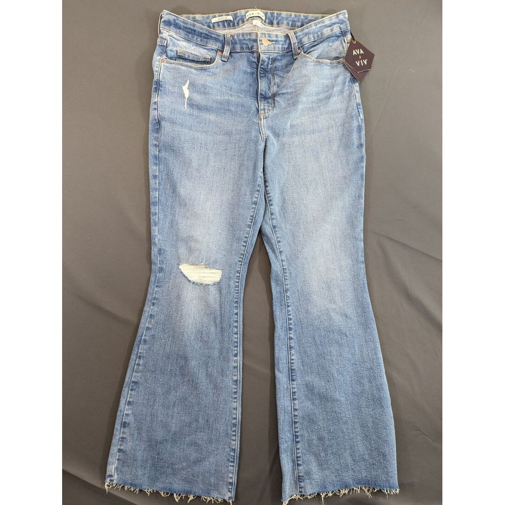 Ava & Viv Jeans Womens Size 17 High Rise Flare Wide Leg Light Wash